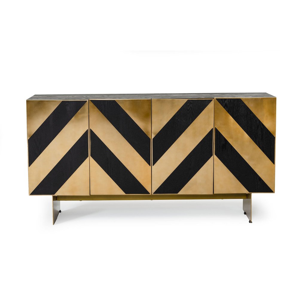 Modrest Perret - Glam Black Ash & Brushed Brass Modern Buffet