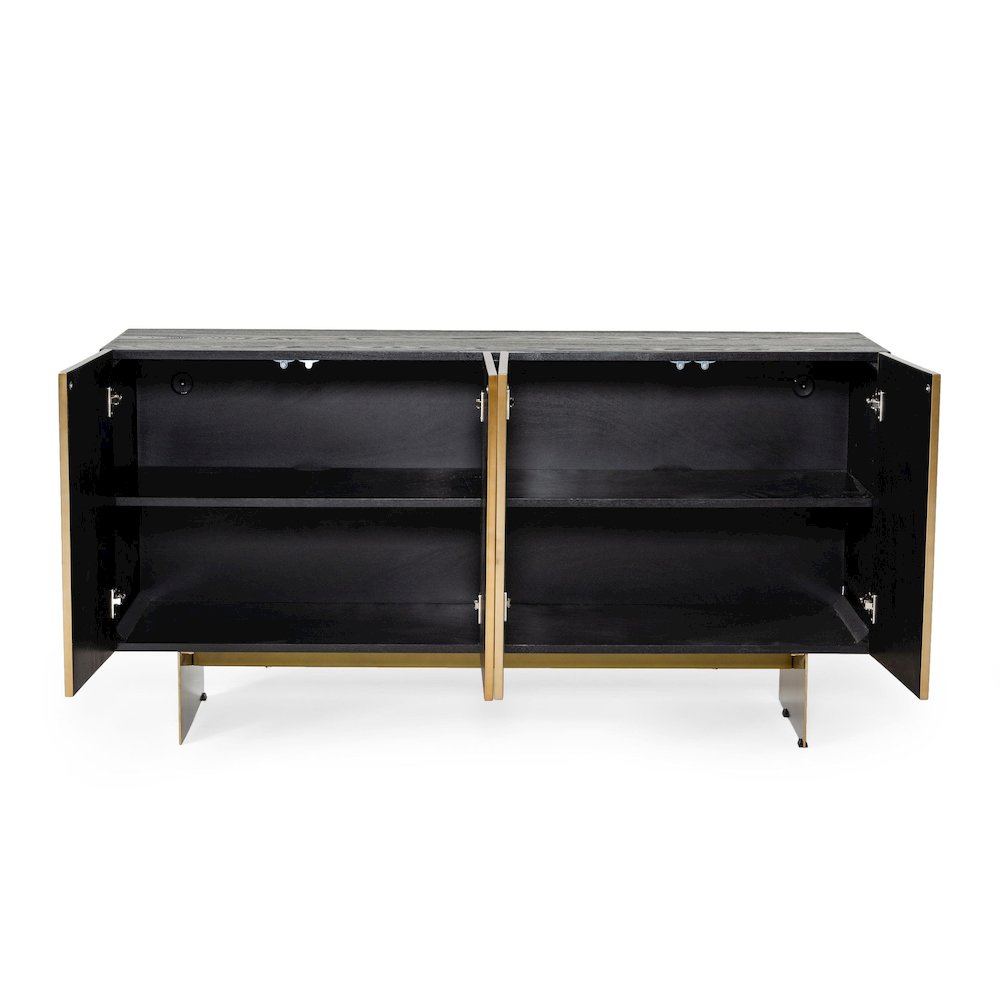 Modrest Perret - Glam Black Ash & Brushed Brass Modern Buffet