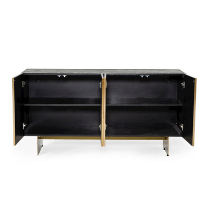 Modrest Perret - Glam Black Ash & Brushed Brass Modern Buffet