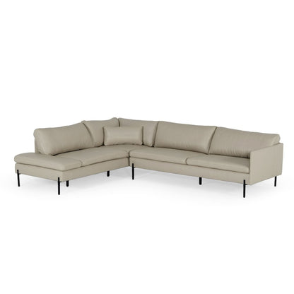 Divani Casa Sherry - Modern Grey Leather Left Facing Sectional Sofa