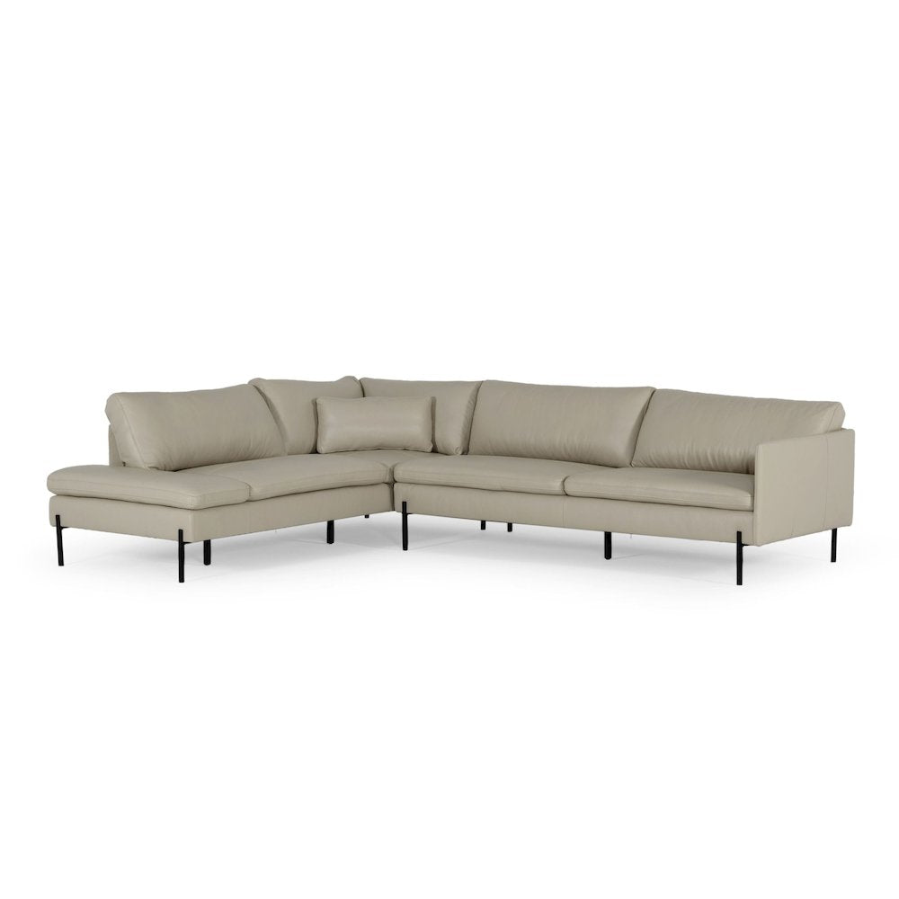Divani Casa Sherry - Modern Grey Leather Left Facing Sectional Sofa