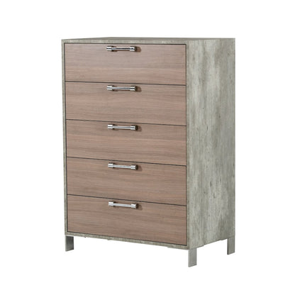 Nova Domus Boston - Modern Brown Oak & Brushed Stainless Steel Chest