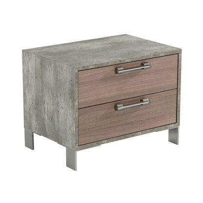 Nova Domus Boston - Modern Brown Oak & Brushed Stainless Steel Nightstand