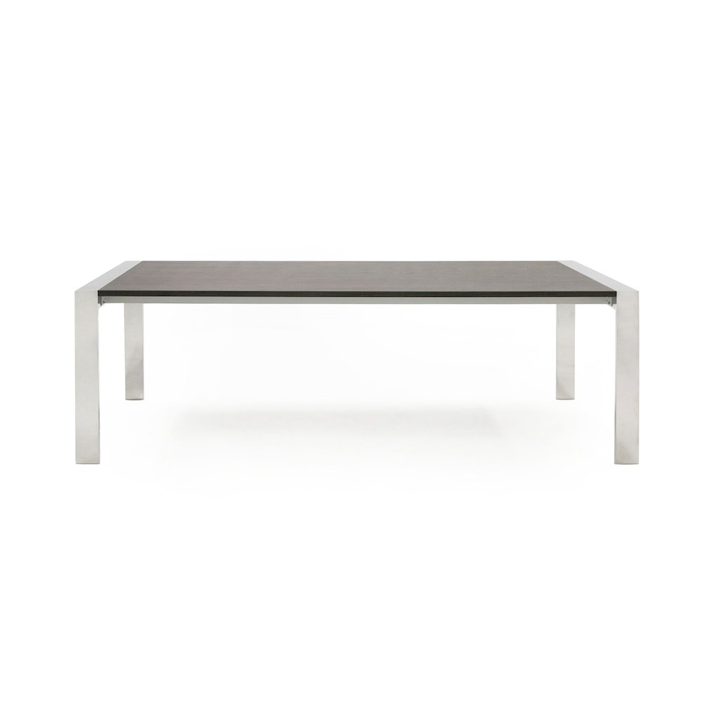 Modrest Fauna - Modern Elm Grey & Stainless Steel Chrome Dining Table