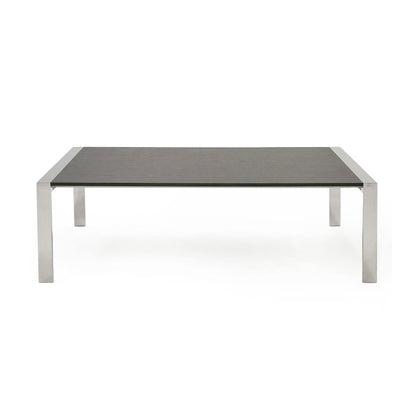 Modrest Fauna - Modern Elm Grey & Stainless Steel Chrome Dining Table