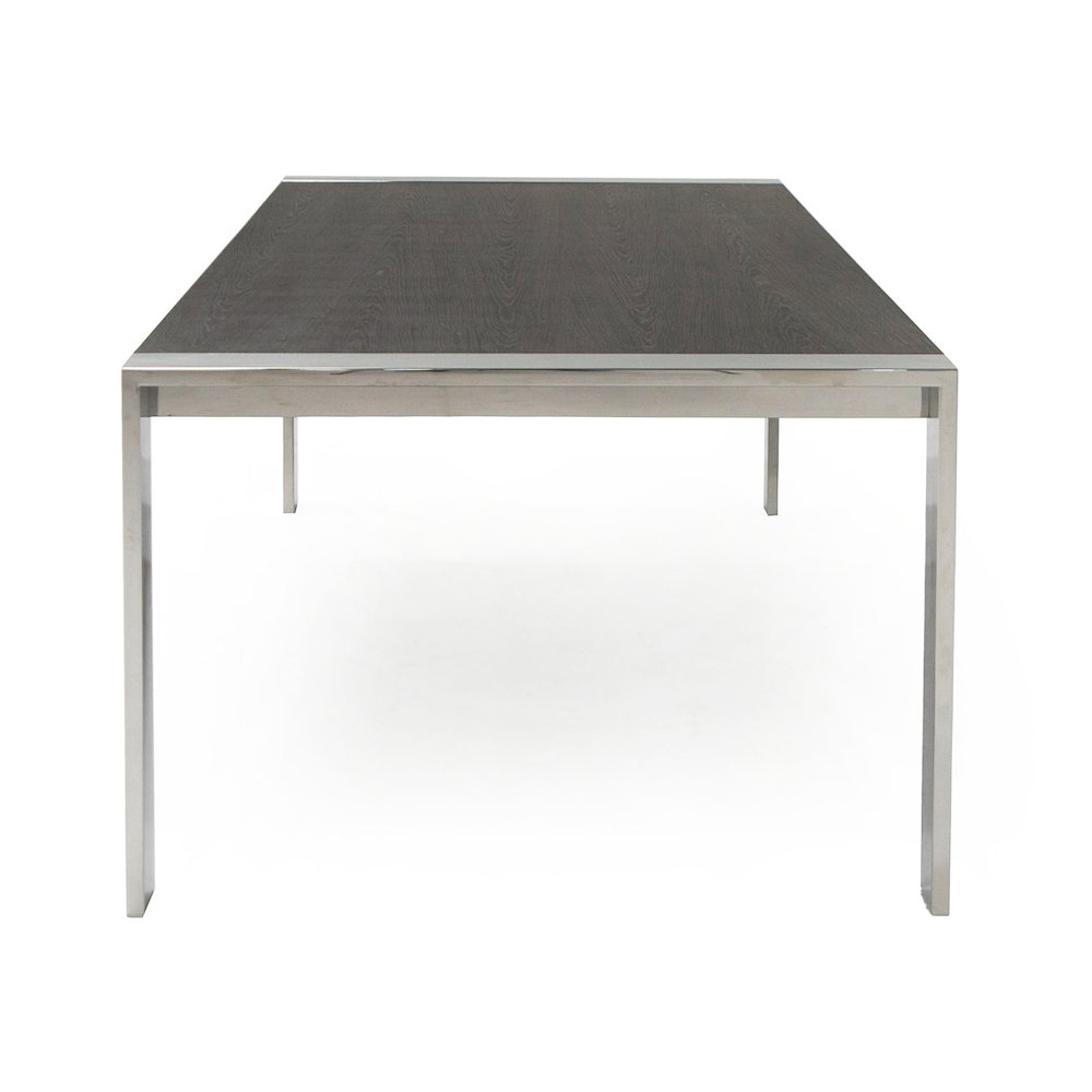 Modrest Fauna - Modern Elm Grey & Stainless Steel Chrome Dining Table