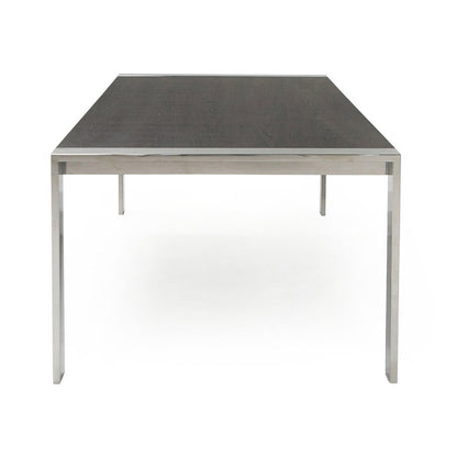 Modrest Fauna - Modern Elm Grey & Stainless Steel Chrome Dining Table