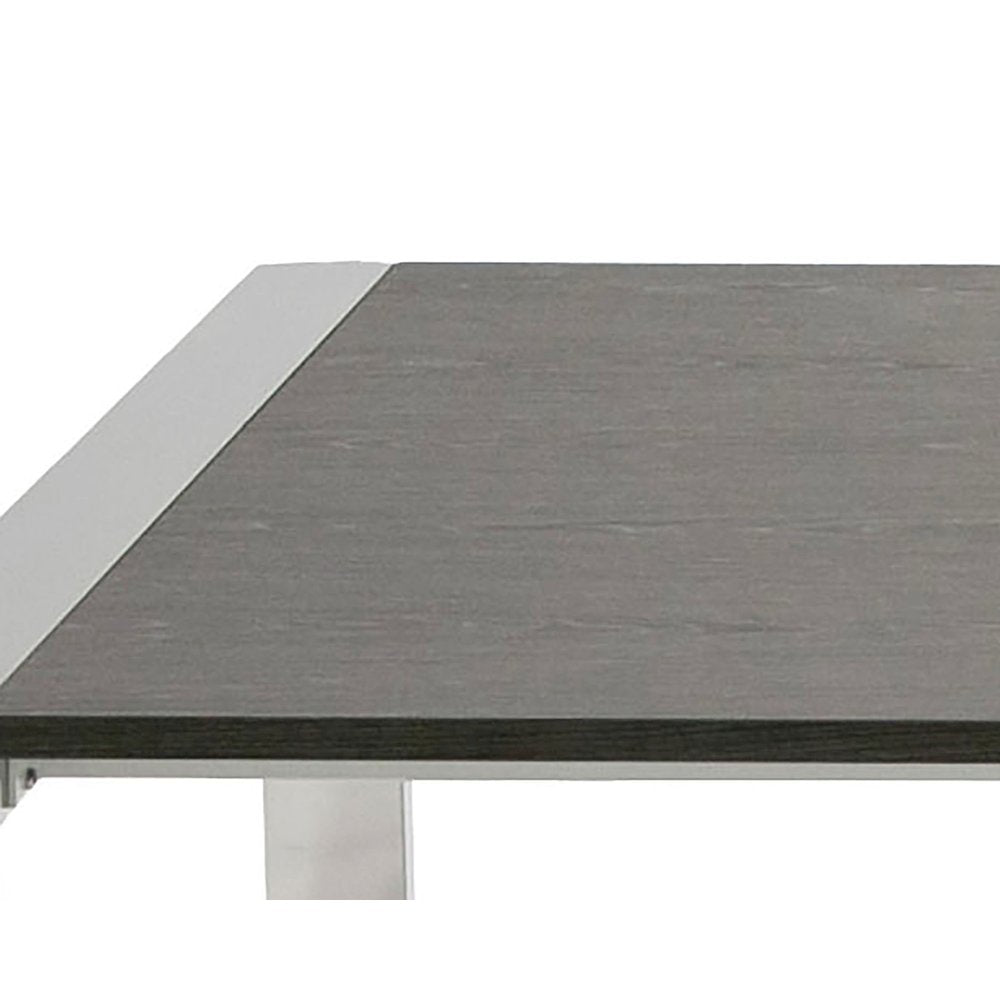 Modrest Fauna - Modern Elm Grey & Stainless Steel Chrome Dining Table