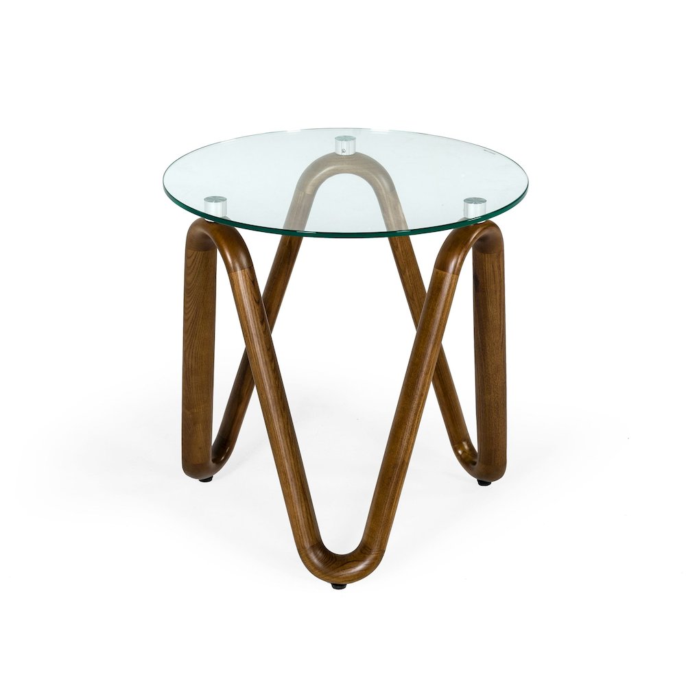 Modrest Lassen - Modern Glass & Walnut End Table