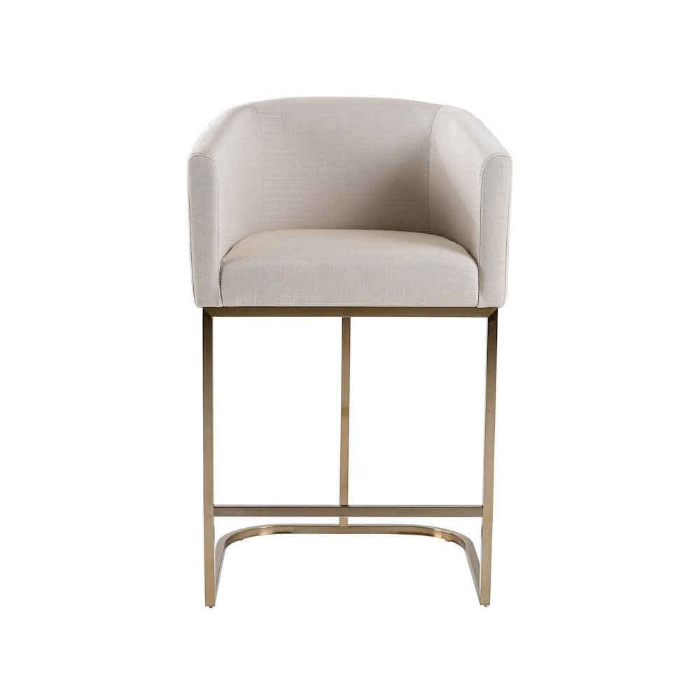 Modrest Yukon - Modern Off White Fabric & Brushed Brass Counter Chair
