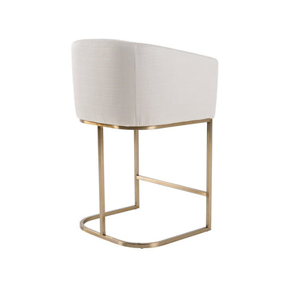 Modrest Yukon - Modern Off White Fabric & Brushed Brass Counter Chair