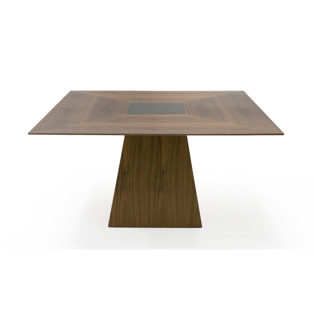 Modrest Cora- Modern Walnut and Black Tempered Glass Dining Table