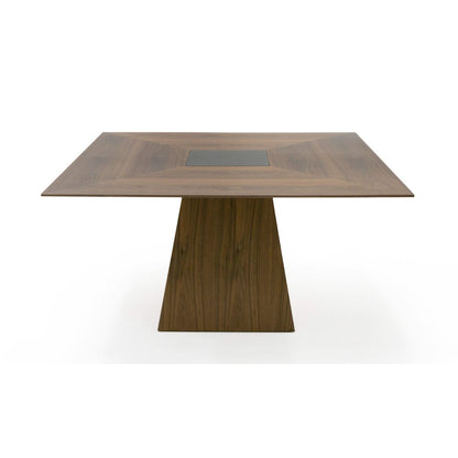 Modrest Cora- Modern Walnut and Black Tempered Glass Dining Table