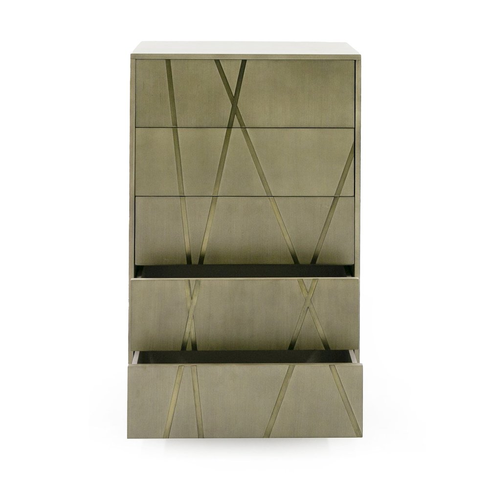 Modrest Nixa - Modern Wide Birch + Brushed Bronze Chest