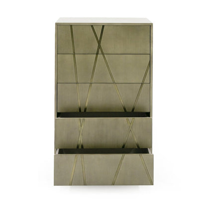 Modrest Nixa - Modern Wide Birch + Brushed Bronze Chest