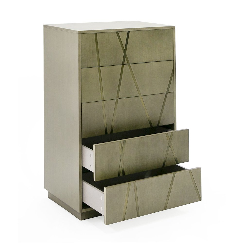 Modrest Nixa - Modern Wide Birch + Brushed Bronze Chest
