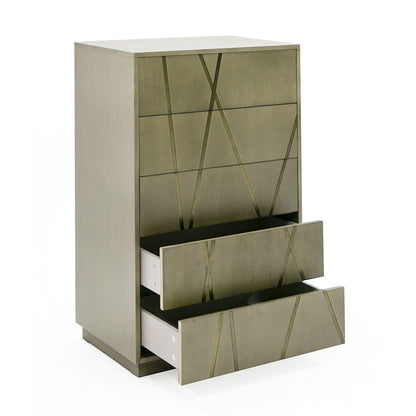 Modrest Nixa - Modern Wide Birch + Brushed Bronze Chest