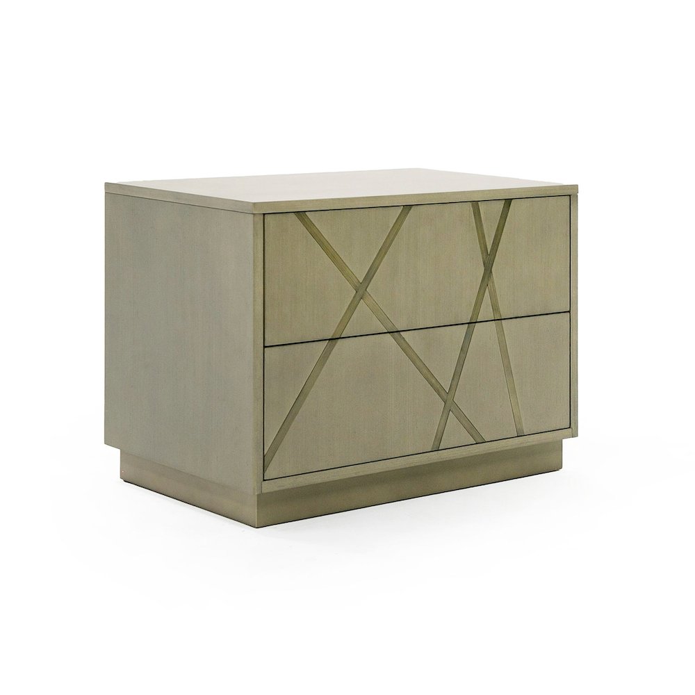Modrest Nixa - Modern Wide Birch + Brushed Bronze Nightstand