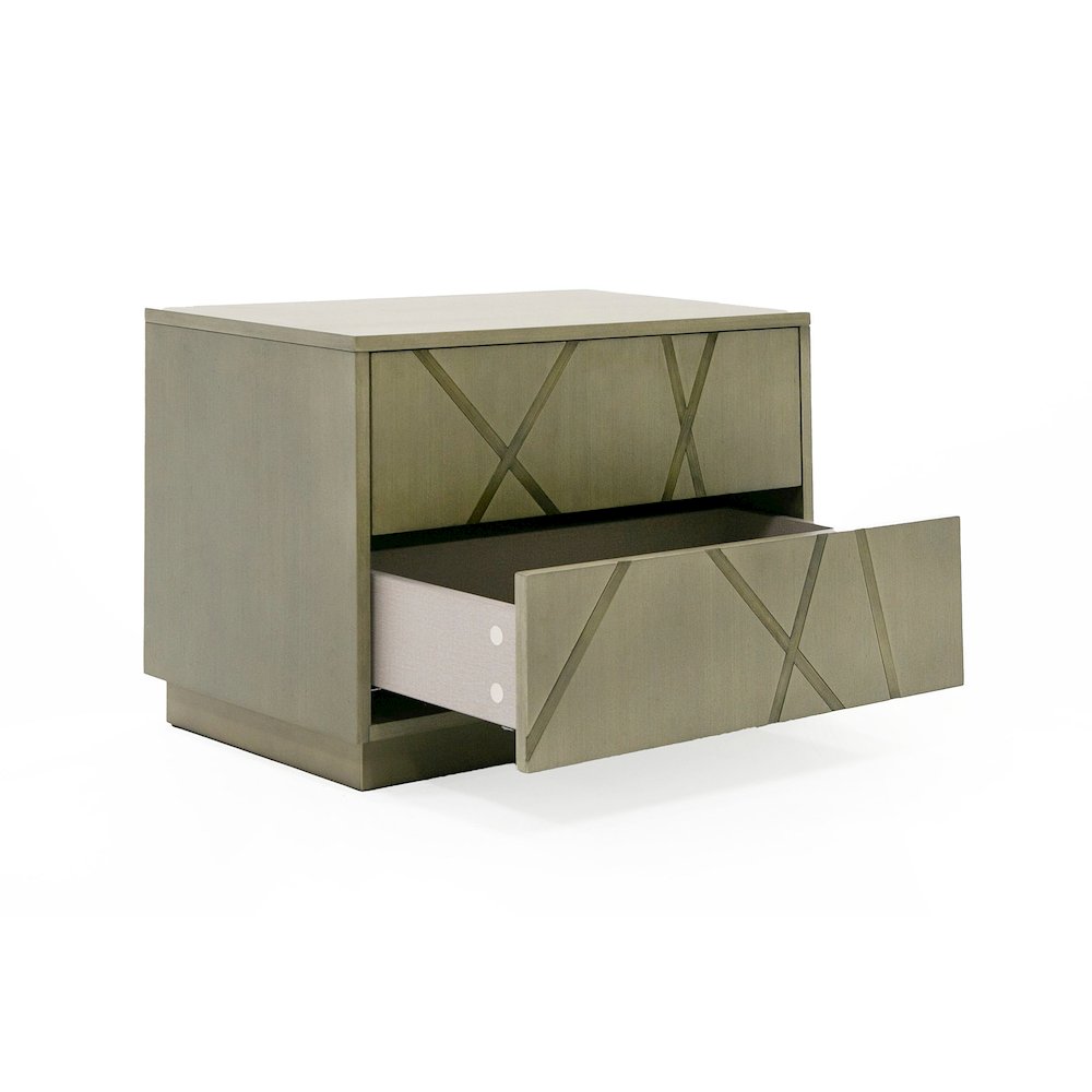 Modrest Nixa - Modern Wide Birch + Brushed Bronze Nightstand