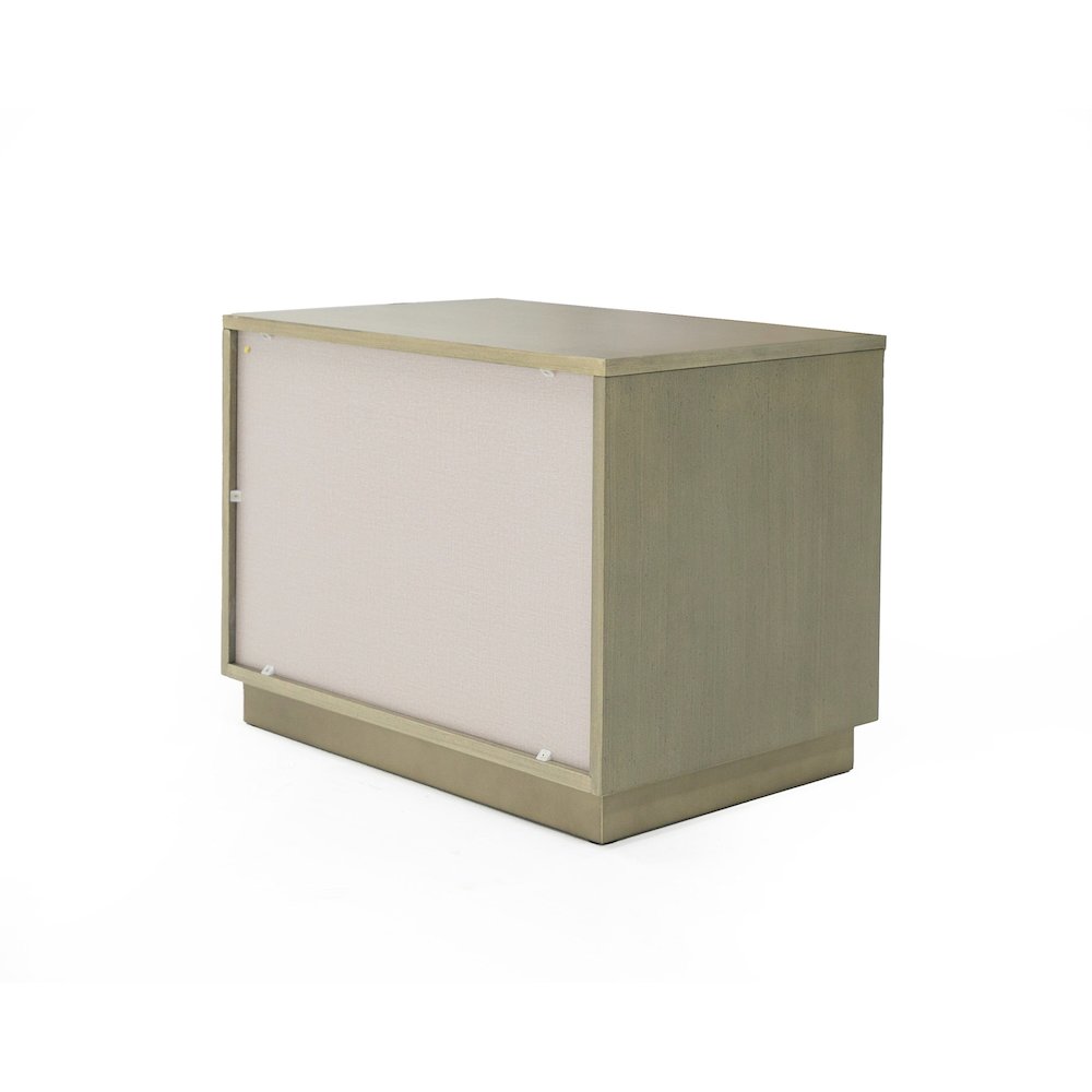 Modrest Nixa - Modern Wide Birch + Brushed Bronze Nightstand