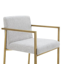 Burnham- Contemporary Light Grey Fabric Brass Counter Stool