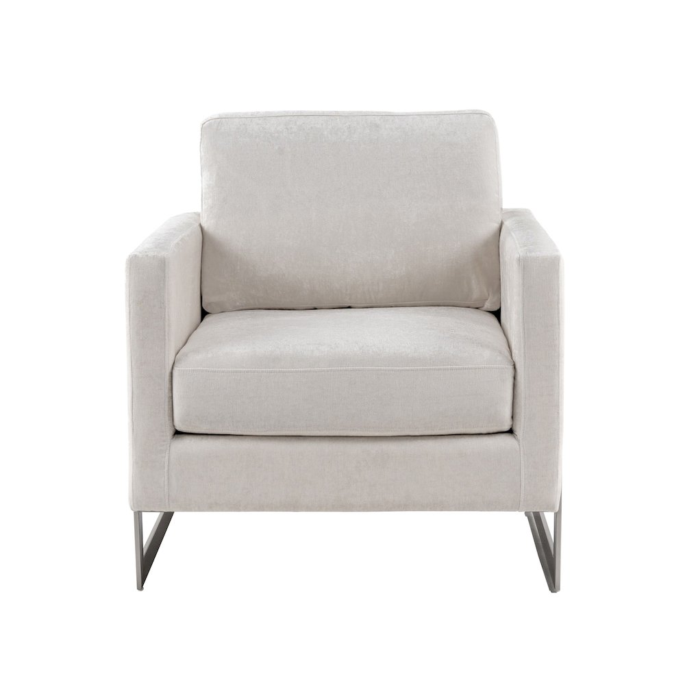Modrest Prince - Contemporary Off White Fabric and Silver Accent Chair