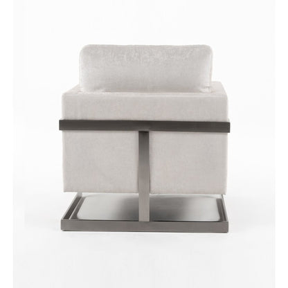 Modrest Prince - Contemporary Off White Fabric and Silver Accent Chair
