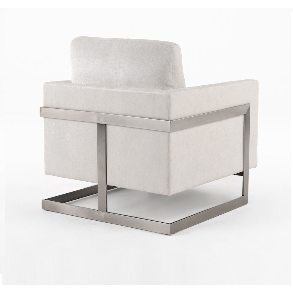Modrest Prince - Contemporary Off White Fabric and Silver Accent Chair