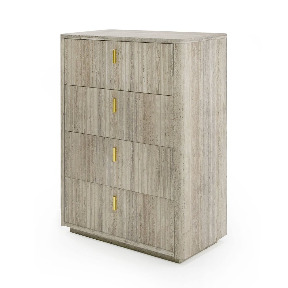 Nova Domus Roma - Modern Faux Travertine + Gold Chest