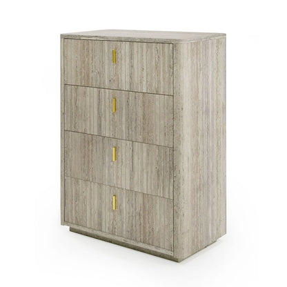 Nova Domus Roma - Modern Faux Travertine + Gold Chest