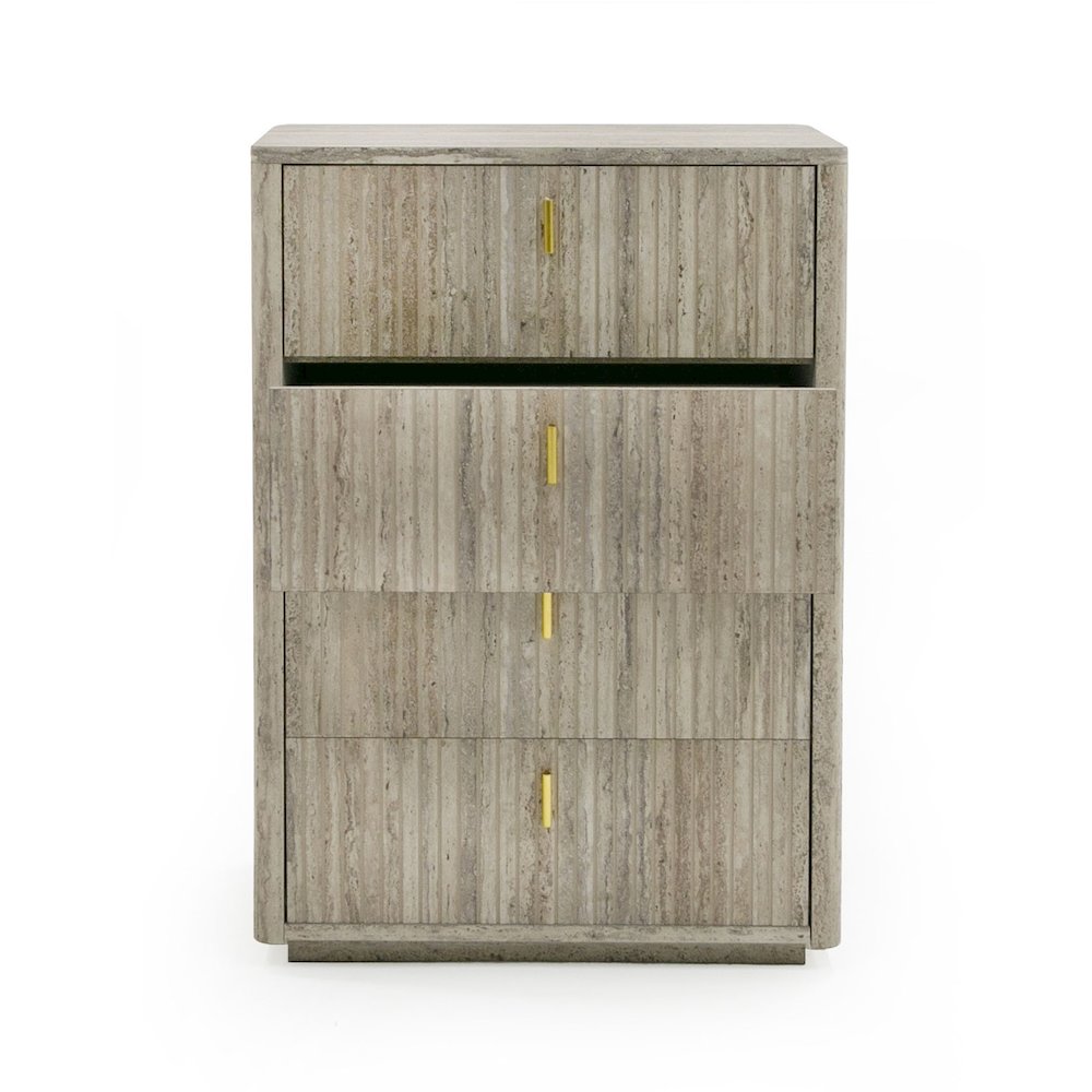 Nova Domus Roma - Modern Faux Travertine + Gold Chest