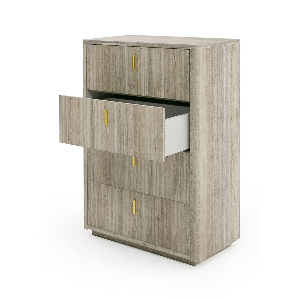 Nova Domus Roma - Modern Faux Travertine + Gold Chest