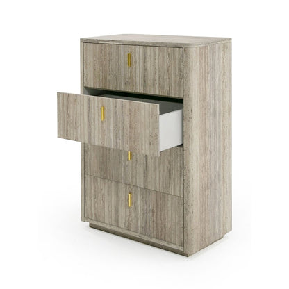 Nova Domus Roma - Modern Faux Travertine + Gold Chest