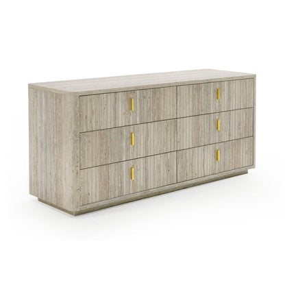 Nova Domus Roma - Modern Faux Travertine + Gold Dresser