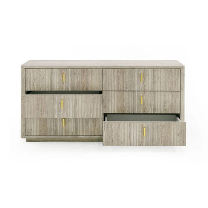 Nova Domus Roma - Modern Faux Travertine + Gold Dresser