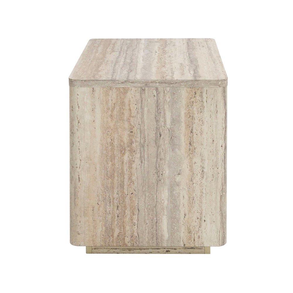 Nova Domus Roma - Modern Faux Travertine + Gold Nightstand