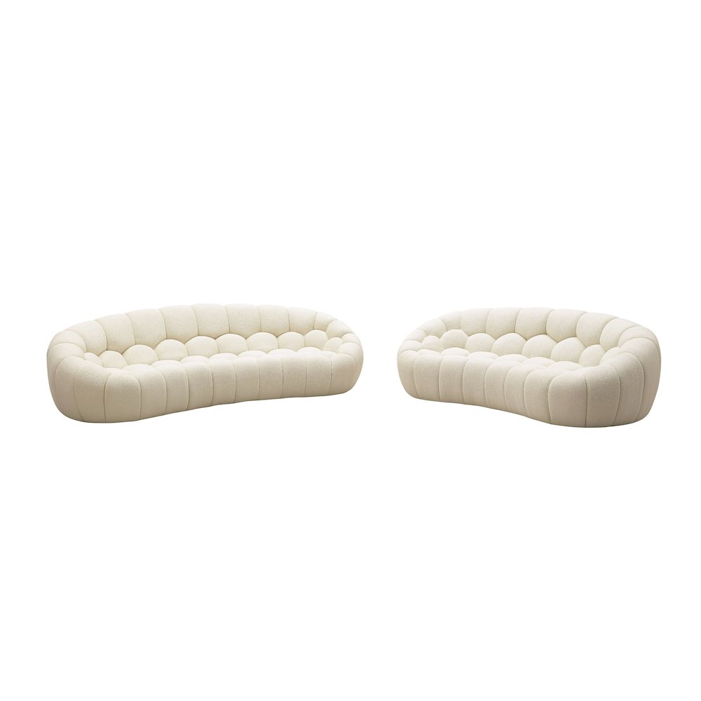Divani Casa Yolonda - Modern Curved Off-White Fabric Loveseat