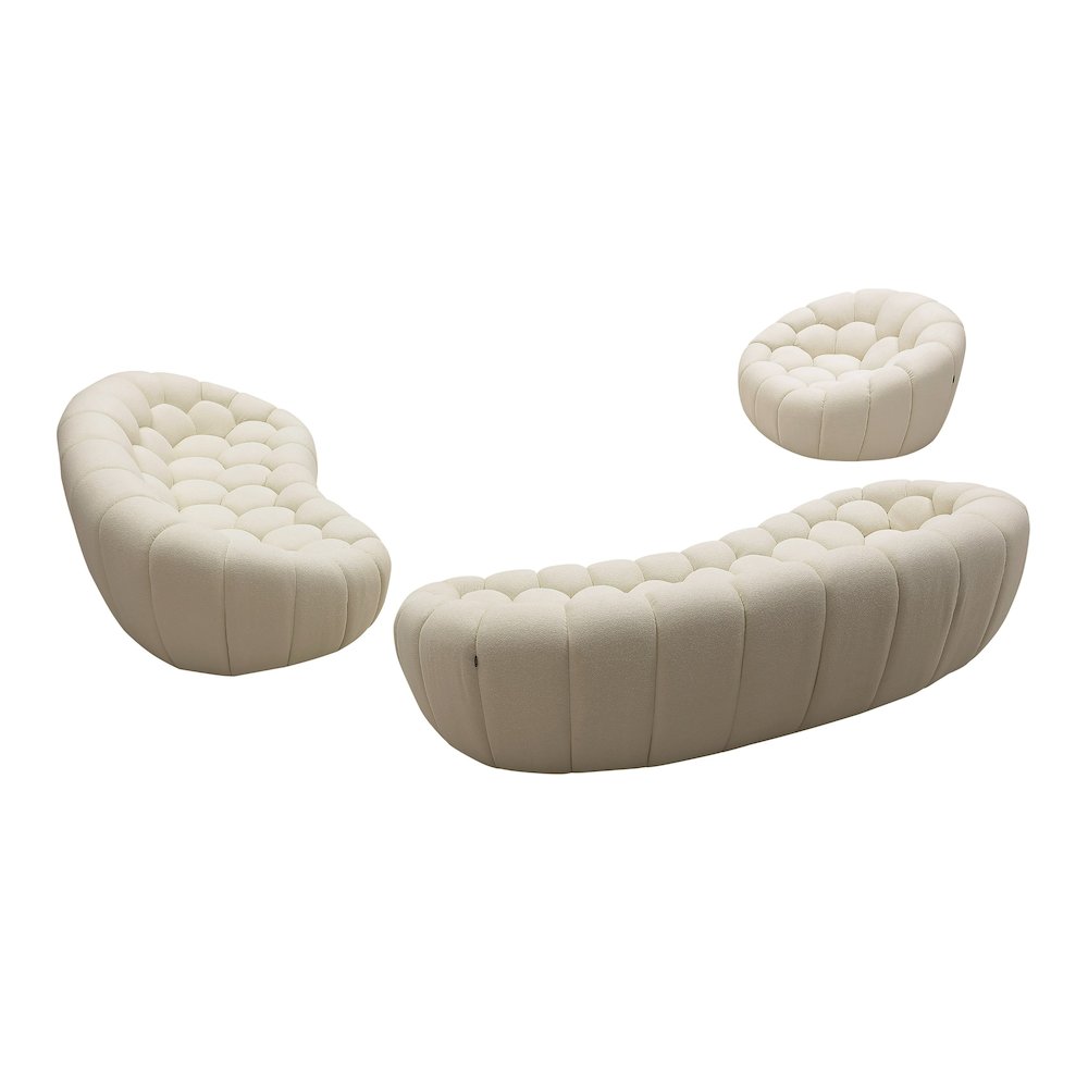 Divani Casa Yolonda - Modern Curved Off-White Fabric Chair