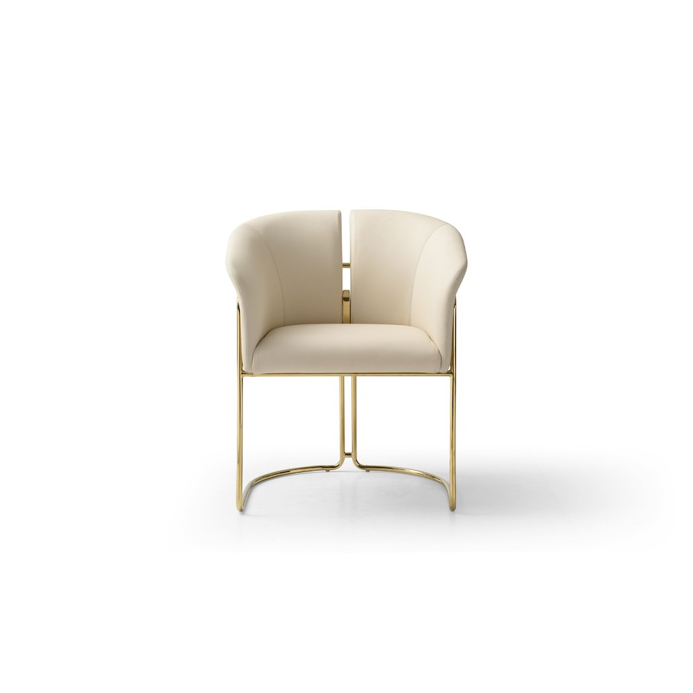 Modrest Renfew - Modern Beige Vegan Leather + Champagne Gold Dining Chair