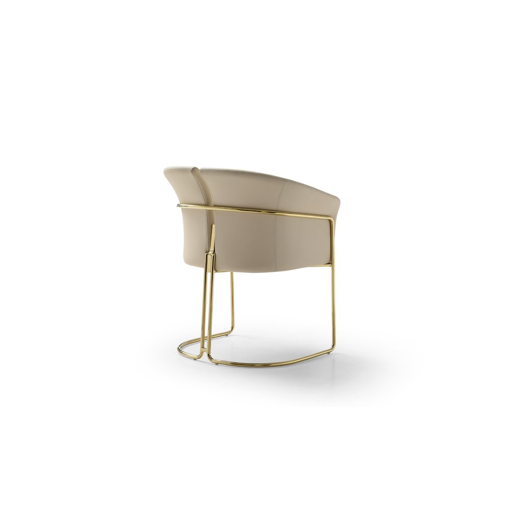 Modrest Renfew - Modern Beige Vegan Leather + Champagne Gold Dining Chair