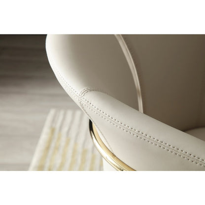 Modrest Renfew - Modern Beige Vegan Leather + Champagne Gold Dining Chair