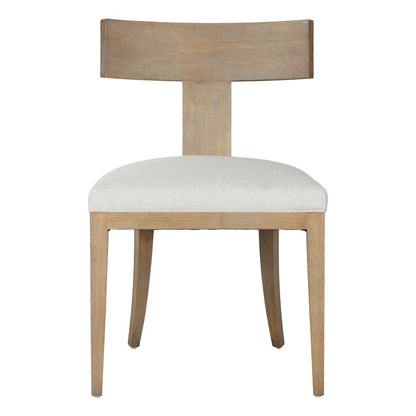 Fabien - Mid-Century Modern Beige Linen Wood Dining Chair (Set of 2)