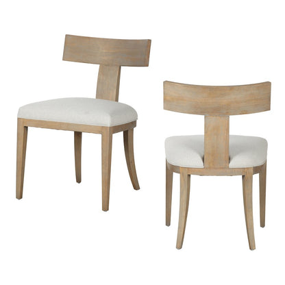 Fabien - Mid-Century Modern Beige Linen Wood Dining Chair (Set of 2)