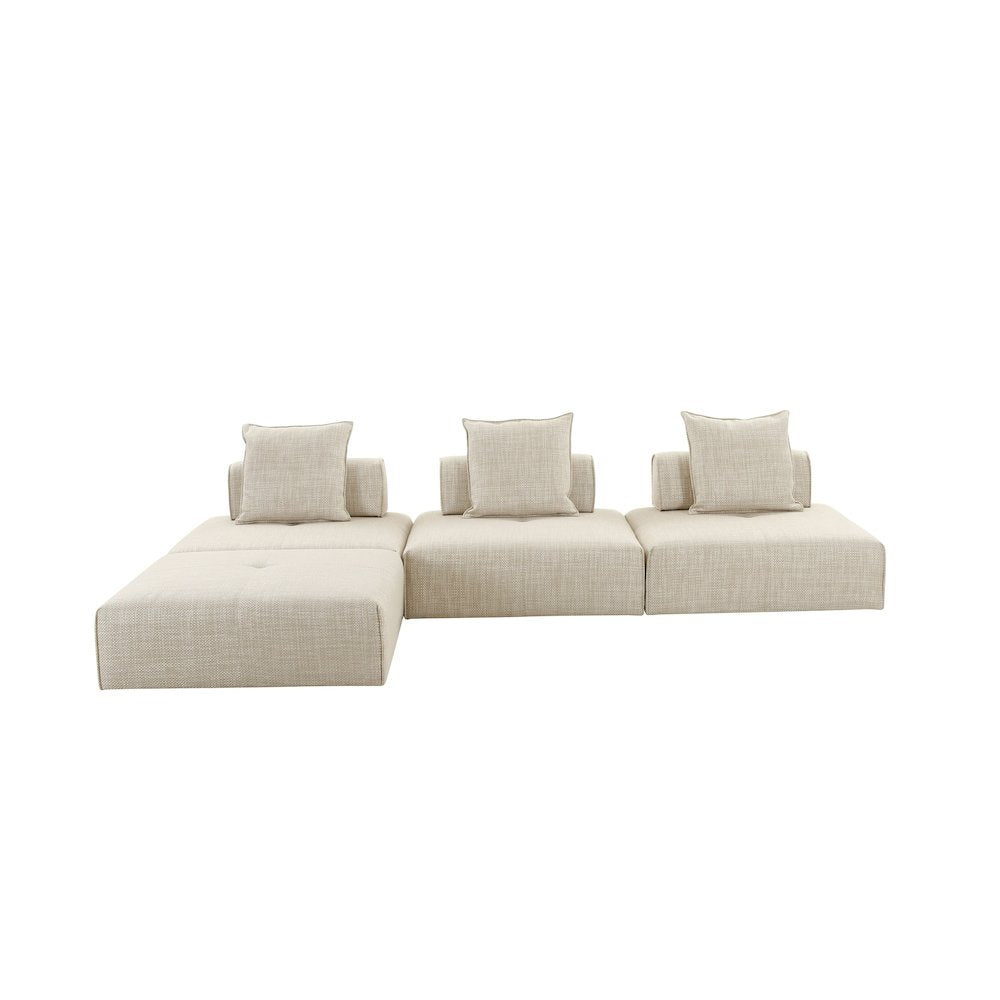 Divani Casa Mondo - Modern Modular Beige Fabric Armless Seat