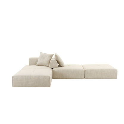 Divani Casa Mondo - Modern Modular Beige Fabric Armless Seat