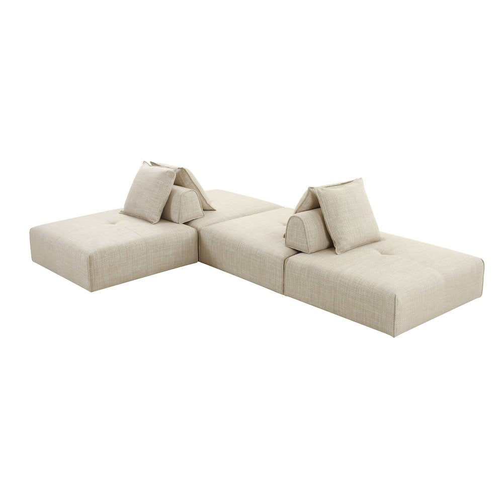 Divani Casa Mondo - Modern Modular Beige Fabric Armless Seat