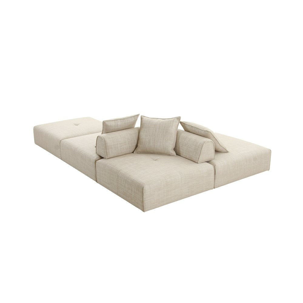 Divani Casa Mondo - Modern Modular Beige Fabric Armless Seat