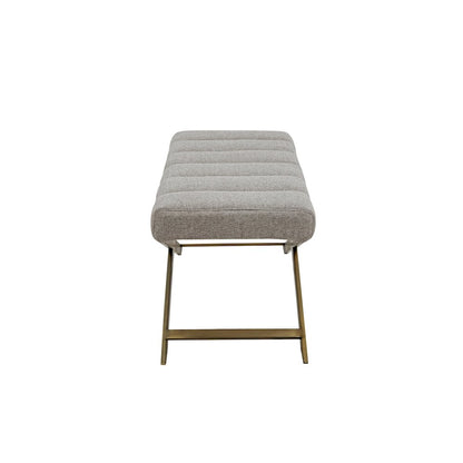 Modrest Xane - Contemporary Grey Fabric & Brushed Brass Bench
