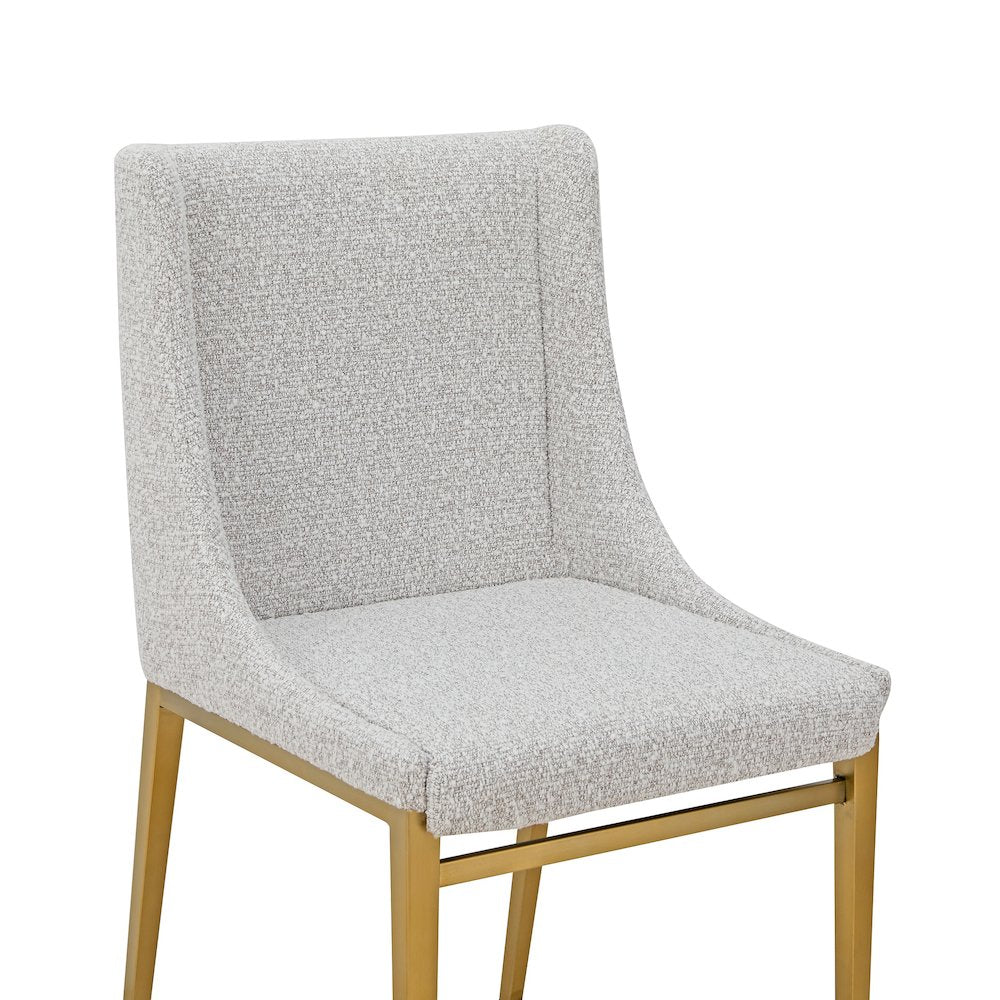 Modrest Mimi  - Modern Light Grey Fabric + Antique Brass Dining Chair (Set of 2)