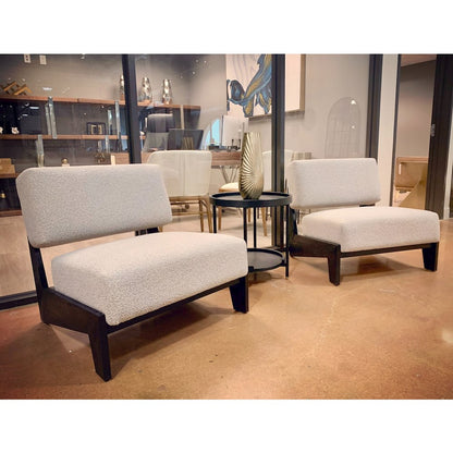 Tucker - Mid-Century Modern Light Grey Fabric Black Walnut Accent Chair